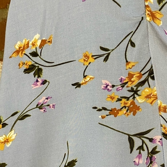 Melloday blue floral V notch skater  Size small printed pastel mini sun dress - Picture 7 of 8